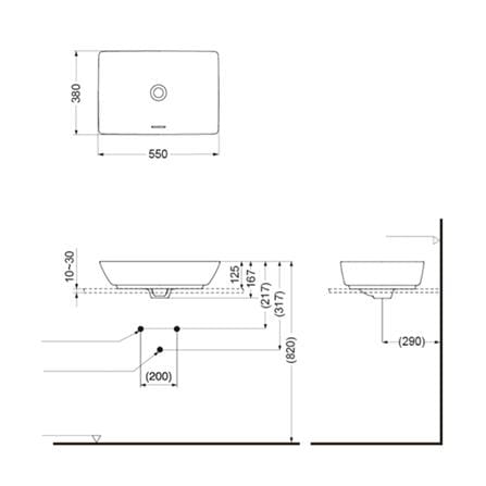 อ่างล้างหน้าวางบนเคาน์เตอร์ TOTO LW1735-MW  สีขาว_2