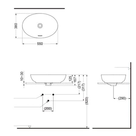 อ่างล้างหน้าวางบนเคาน์เตอร์ TOTO LW1705-MBE สีเบจ_2