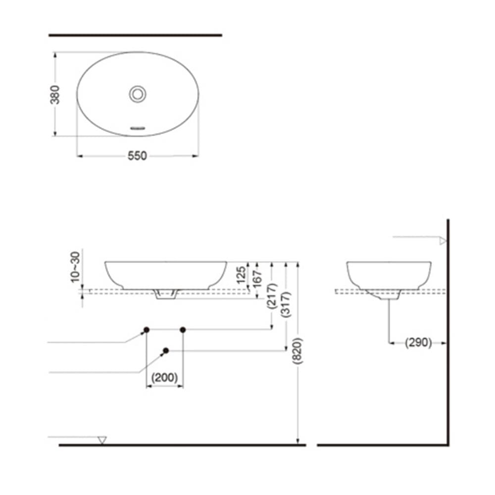 อ่างล้างหน้าวางบนเคาน์เตอร์ TOTO LW1705-MW สีขาว