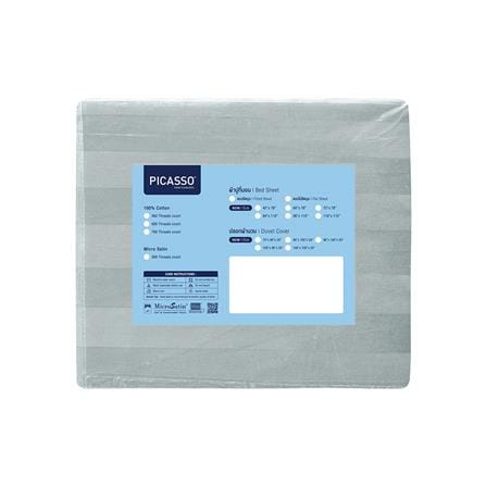 ผ้าปูที่นอน PICASSO COTTON STRIPE 630TC 42x78 นิ้ว สี GREY_4
