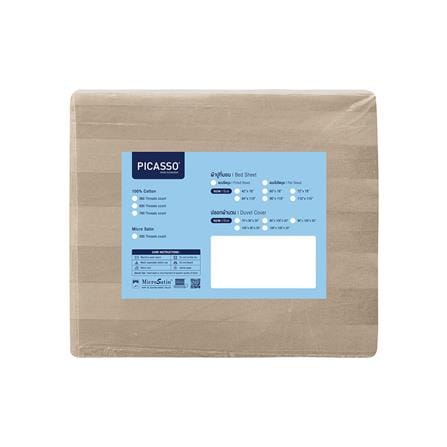 ผ้าปูที่นอน PICASSO COTTON STRIPE 630TC 42x78 นิ้ว สี BROWN_4