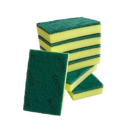 แผ่นใยขัดพร้อมฟองน้ำ SCOTCH-BRITE 15x9x3 ซม. สีเขียว/เหลือง_1