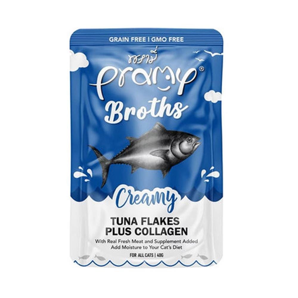 อาหารเปียกแมว PRAMY BROTH CREAMY TUNA COLLAGEN 40 ก.