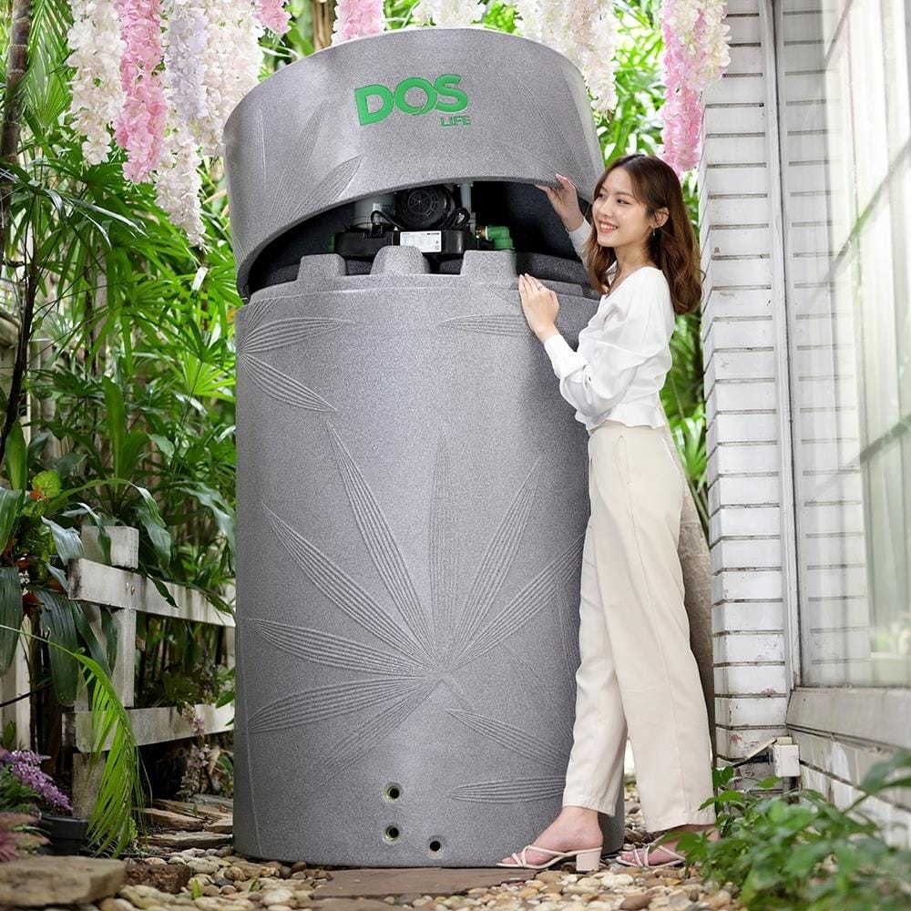 ถังเก็บน้ำ DOS WATER PAC NSN 2000 ลิตร+ปั๊ม HITACHI WMP150XX2 150 วัตต์+เครื่องกรองน้ำใช้ DUPONT สีเทา