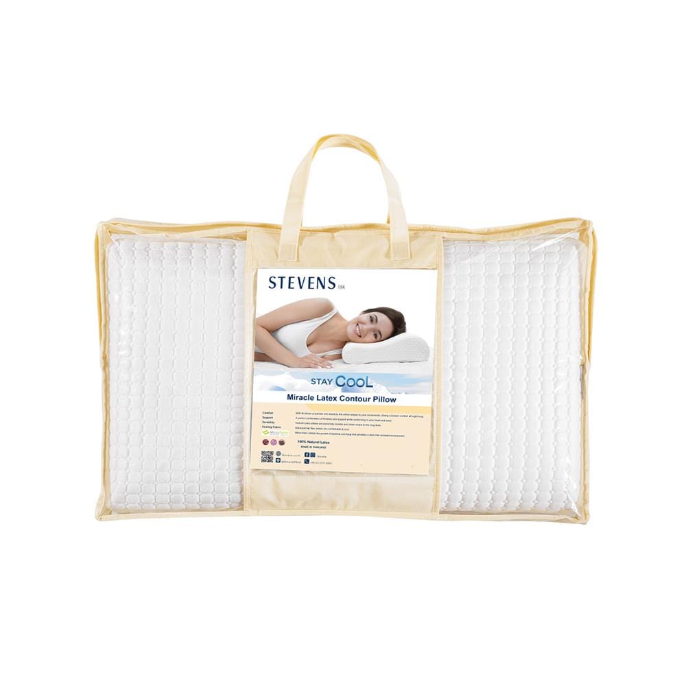 หมอนสุขภาพ ยางพารา STEVENS CONTOUR COOL 36x60x12 ซม. สี WHITE