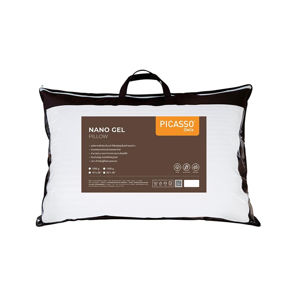 หมอนสุขภาพ ใยสังเคราะห์ PICASSO POLYESTER NANO GEL 1000 19x29 นิ้ว สี WHITE