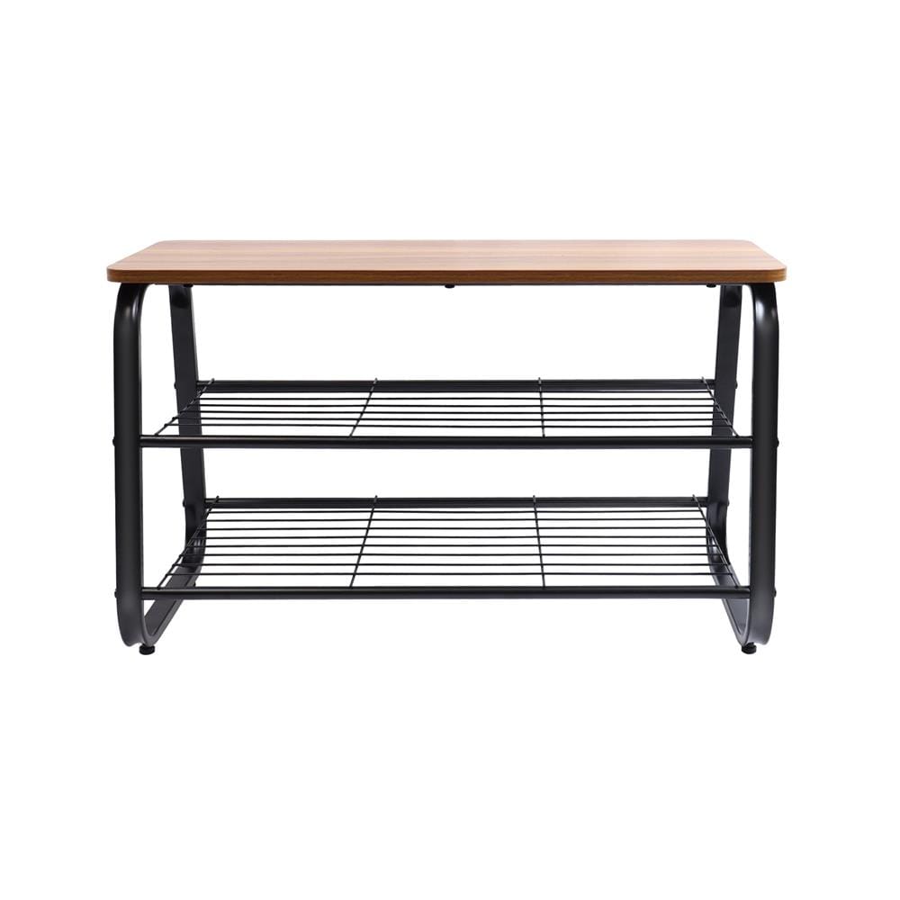 ชั้นวางรองเท้า 2 ชั้น พร้อม TOP ไม้ STACKO URBAN 80x38x48.5 ซม. สีดำ