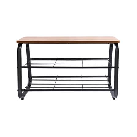 ชั้นวางรองเท้า 2 ชั้น พร้อม TOP ไม้ STACKO URBAN 80x38x48.5 ซม. สีดำ_1