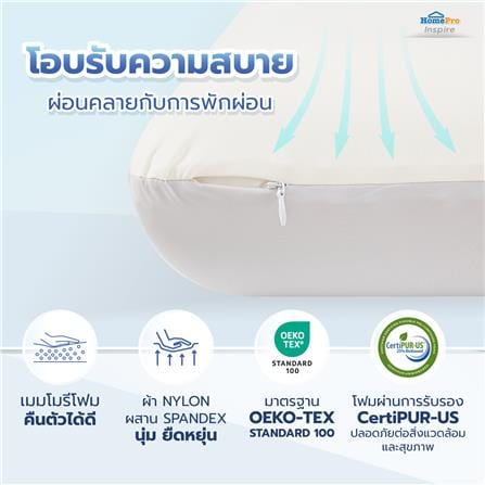 หมอนสุขภาพ AIR FOAM SNAZZ AIR FOAM DUAL COMFORT 40x60x12 ซม. สี CREAM/GREY_9