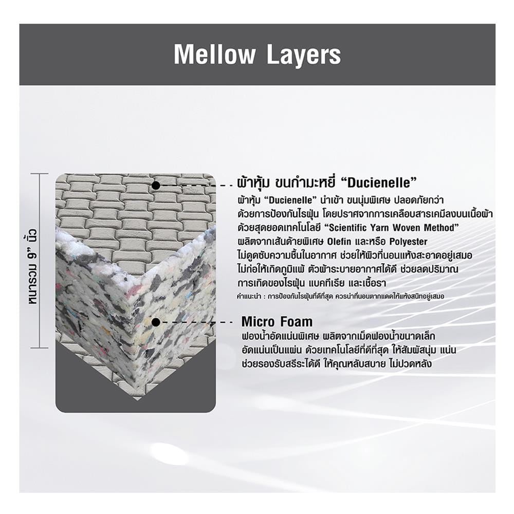 ที่นอนฟองน้ำอัด 6 ฟุต HOME LIVING STYLE รุ่น MELLOW