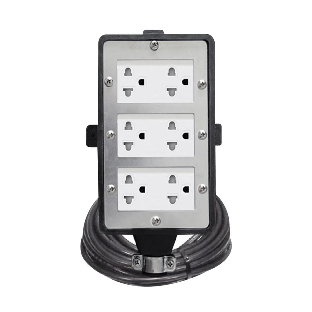 บล็อกยาง 6 ช่อง พร้อมสายไฟ VCT 3x1.5 16 แอมป์ ELECTON ERB16-CB631520 20 เมตร สีดำ