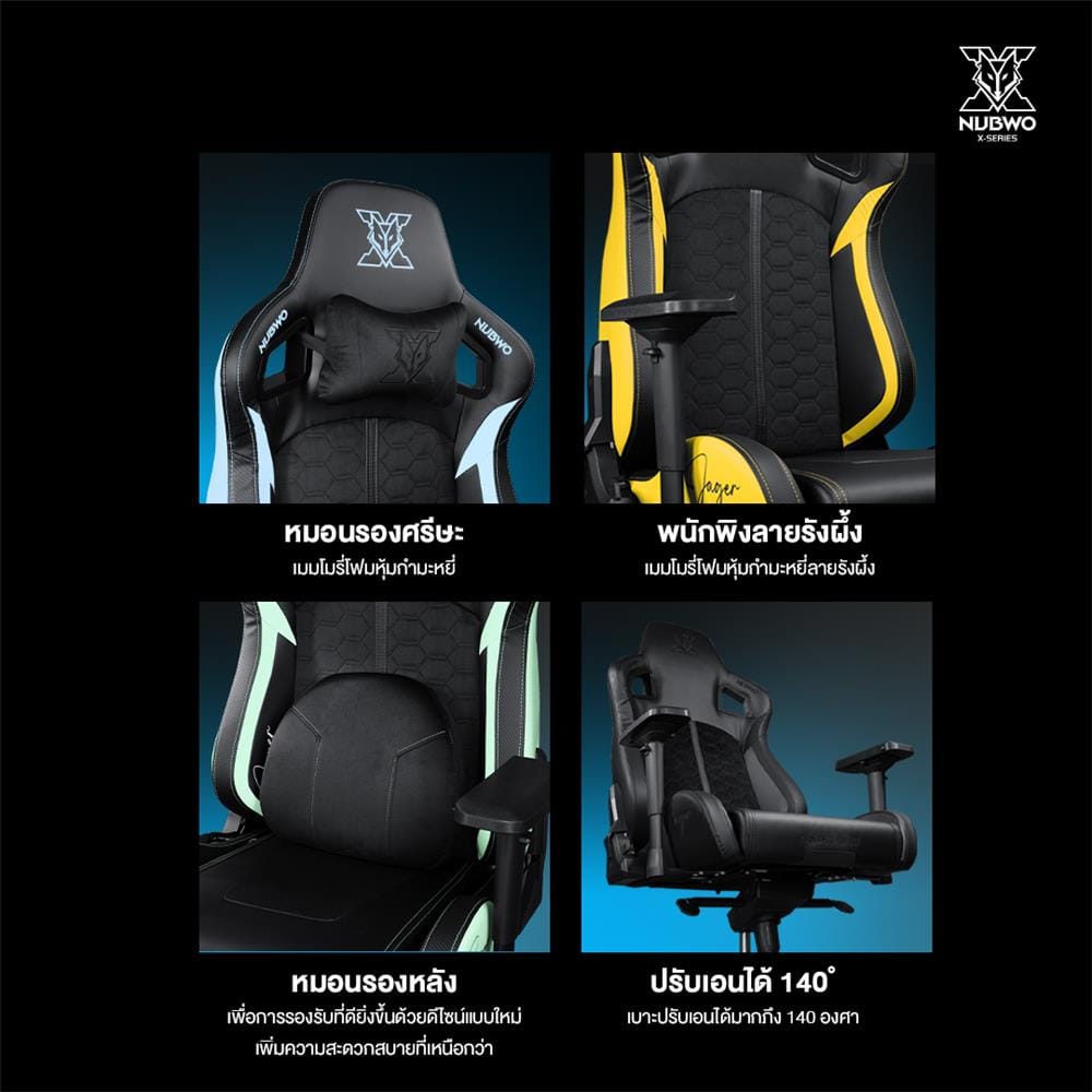 เก้าอี้เกมมิ่ง NUBWO NBCHX121 สีดำ/เหลือง
