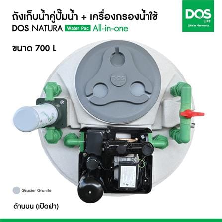 ถังเก็บน้ำ DOS WATER PAC NSN 700 ลิตร+ ปั๊ม MITSUBISHI EP305R2 300 วัตต์+เครื่องกรองน้ำใช้ DUPONT สีเทากราเซียร์_6
