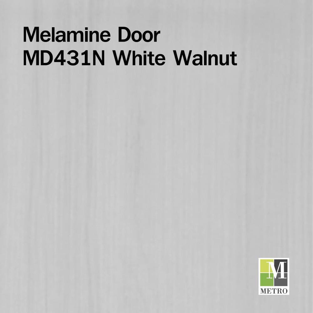 ประตูภายในเมลามีน ไม่เจาะลูกบิด METRO MD431N 90x200 ซม. สีขาววอลนัท