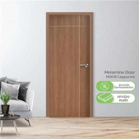 ประตูภายในเมลามีน ไม่เจาะลูกบิด METRO MD618 CAPPUCCINO 90x200 ซม. เซาะร่อง สีน้ำตาล_2