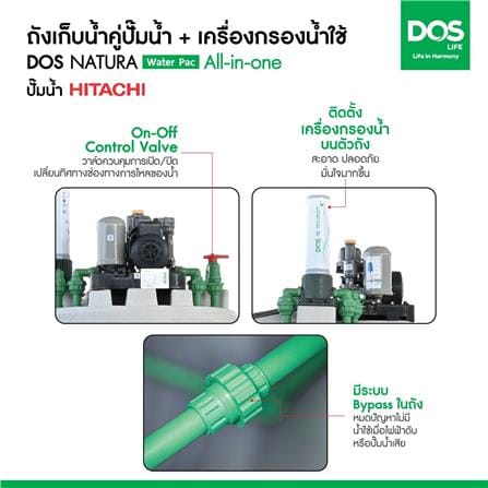 ถังเก็บน้ำ DOS WATER PAC NSN 700 ลิตร+ปั๊ม HITACHI WMPV750XX2 750 วัตต์+เครื่องกรองน้ำใช้ DUPONT สีเทากราเซียร์_5