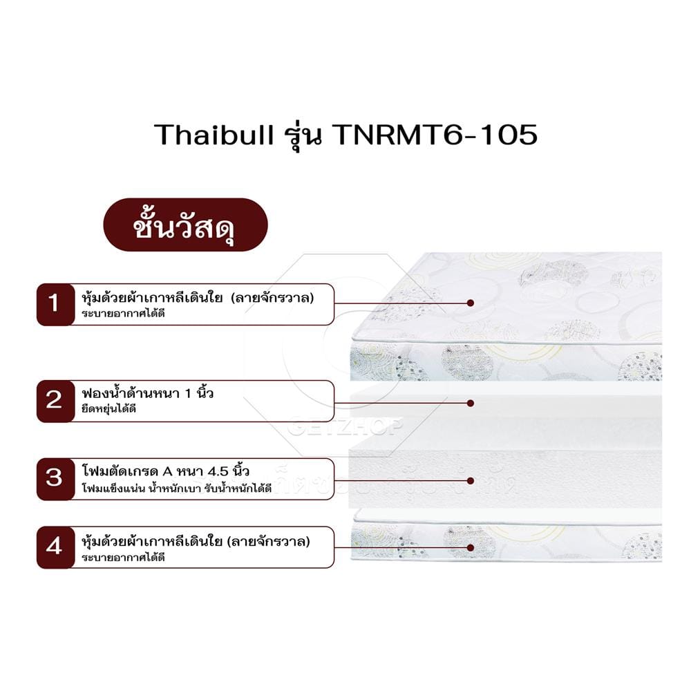 ที่นอนโฟม 107X198X16CM THAIBULL รุ่น TNRMT6-105