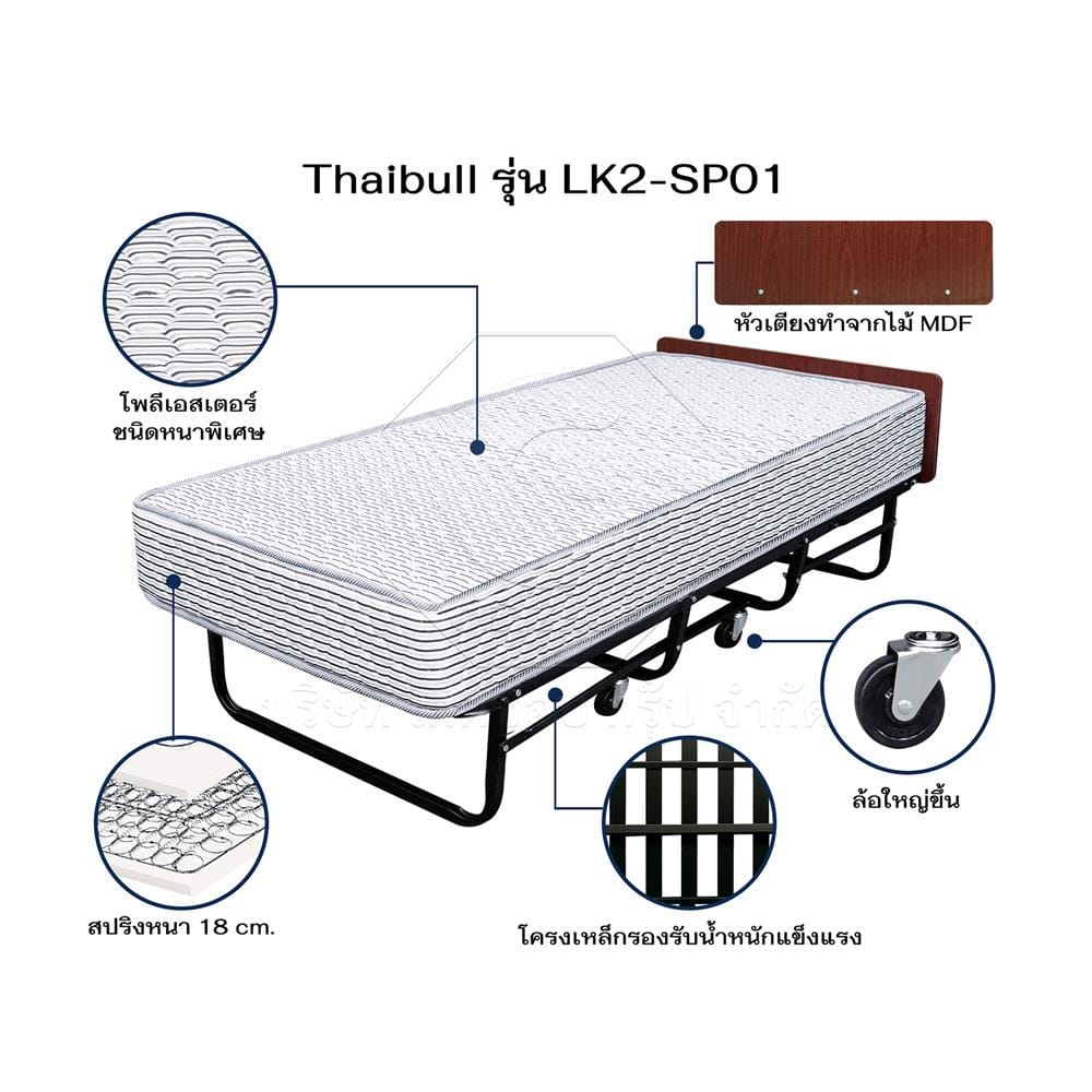 เตียงพับพร้อม TOPPER THAIBULL LK2-SP01 90x193x54 ซม.