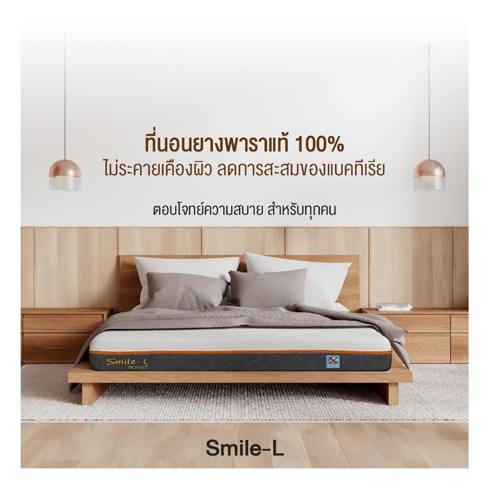 ที่นอนยางพารา 3.5 ฟุต สุญญากาศ PICASSO รุ่น SMILE L พร้อมหมอนหนุน 1 ใบ