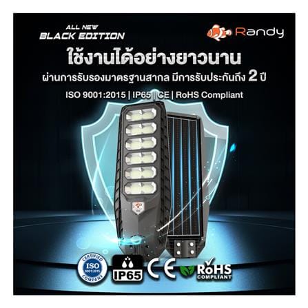 ไฟถนน SOLAR RANDY DW-LH9090 90 วัตต์ DAYLIGHT สีดำ_8