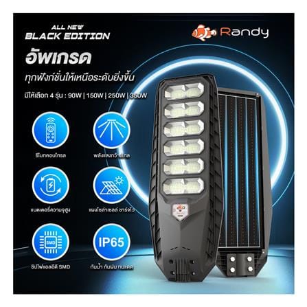 ไฟถนน SOLAR RANDY DW-LH9090 90 วัตต์ DAYLIGHT สีดำ_9