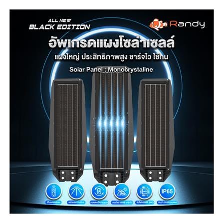 ไฟถนน SOLAR RANDY DW-LH9090 90 วัตต์ DAYLIGHT สีดำ_15