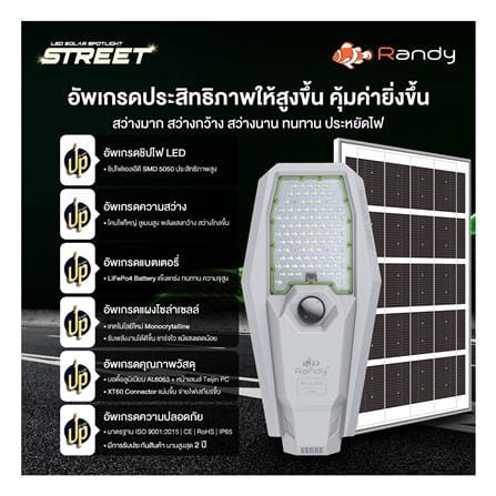 ไฟถนน SOLAR RANDY DW-XJ-902 200 วัตต์ DAYLIGHT สีเทา_8