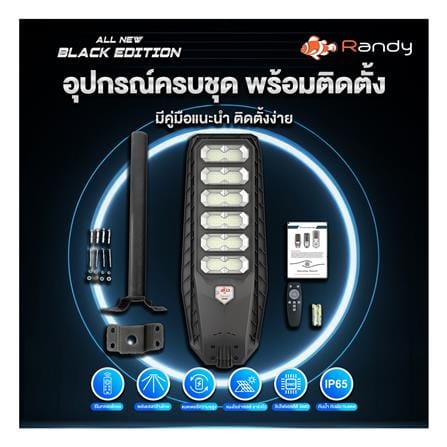ไฟถนน SOLAR RANDY DW-LH9350 350 วัตต์ DAYLIGHT สีดำ_6