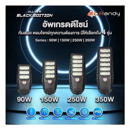 ไฟถนน SOLAR RANDY DW-LH9350 350 วัตต์ DAYLIGHT สีดำ_12