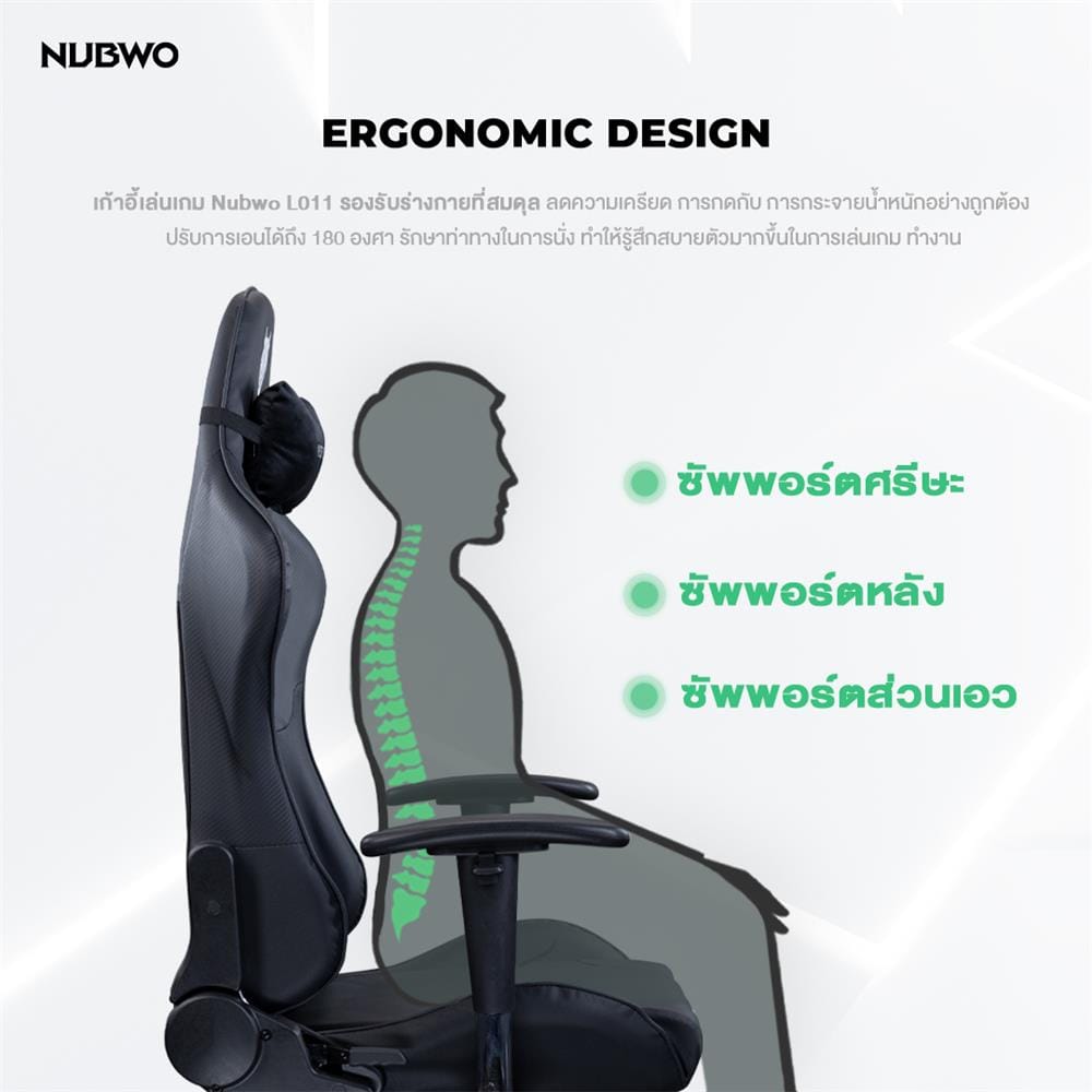เก้าอี้เกมมิ่ง NUBWO L011 สีดำ