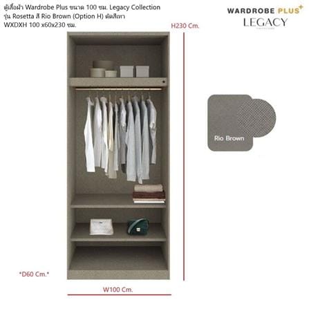 ตู้เสื้อผ้า 2 บานเปิด SB BUILT IN WARDROBE PLUS 59062860 100 ซม. สีเทา_2