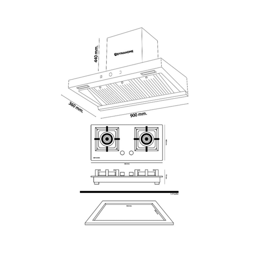 เตาฝัง+เครื่องดูดควัน DYNA HOME DH-403-BKS+DH-200SJF