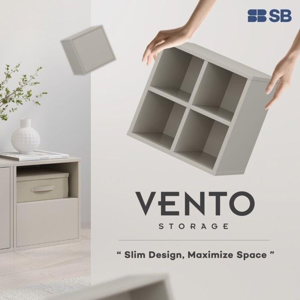 ตู้เตี้ยบานโล่ง SB FURNITURE VENTO 19240066 40 ซม. สีครีม
