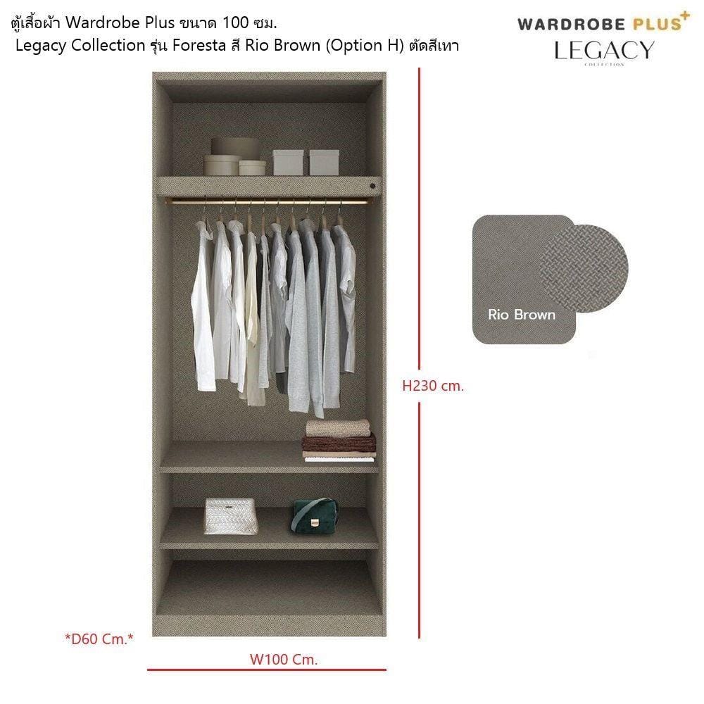 ตู้เสื้อผ้า 2 บานเปิด SB BUILT IN WARDROBE PLUS 59062807 100 ซม. สีวอลนัท