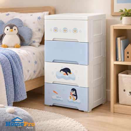 ตู้ลิ้นชัก 4 ชั้น STACKO LITTLE-P 37.6x31.7x69.2 ซม. สีฟ้า/ขาว