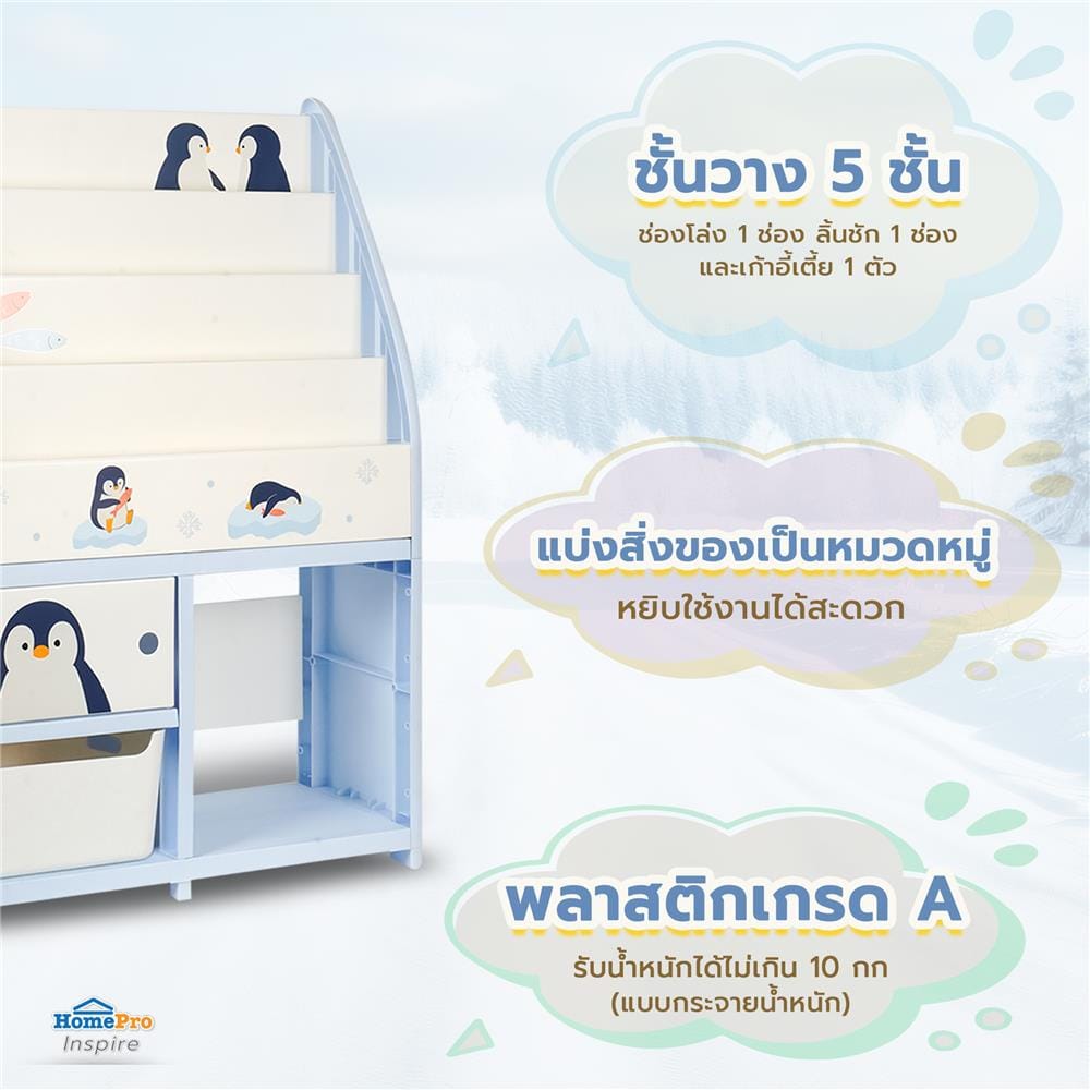 ชั้นวางหนังสือ STACKO LITTLE-P 65x26x93 ซม. สีฟ้า/ขาว
