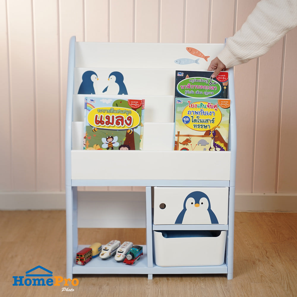 ชั้นวางหนังสือ STACKO LITTLE-P 65x26x93 ซม. สีฟ้า/ขาว