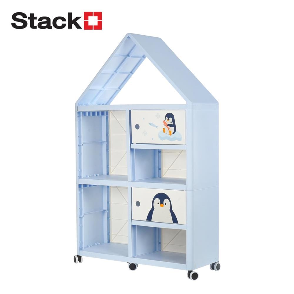 ตู้บานเปิด 2 บาน STACKO LITTLE-P 65x26x108 ซม. สีฟ้า/ขาว
