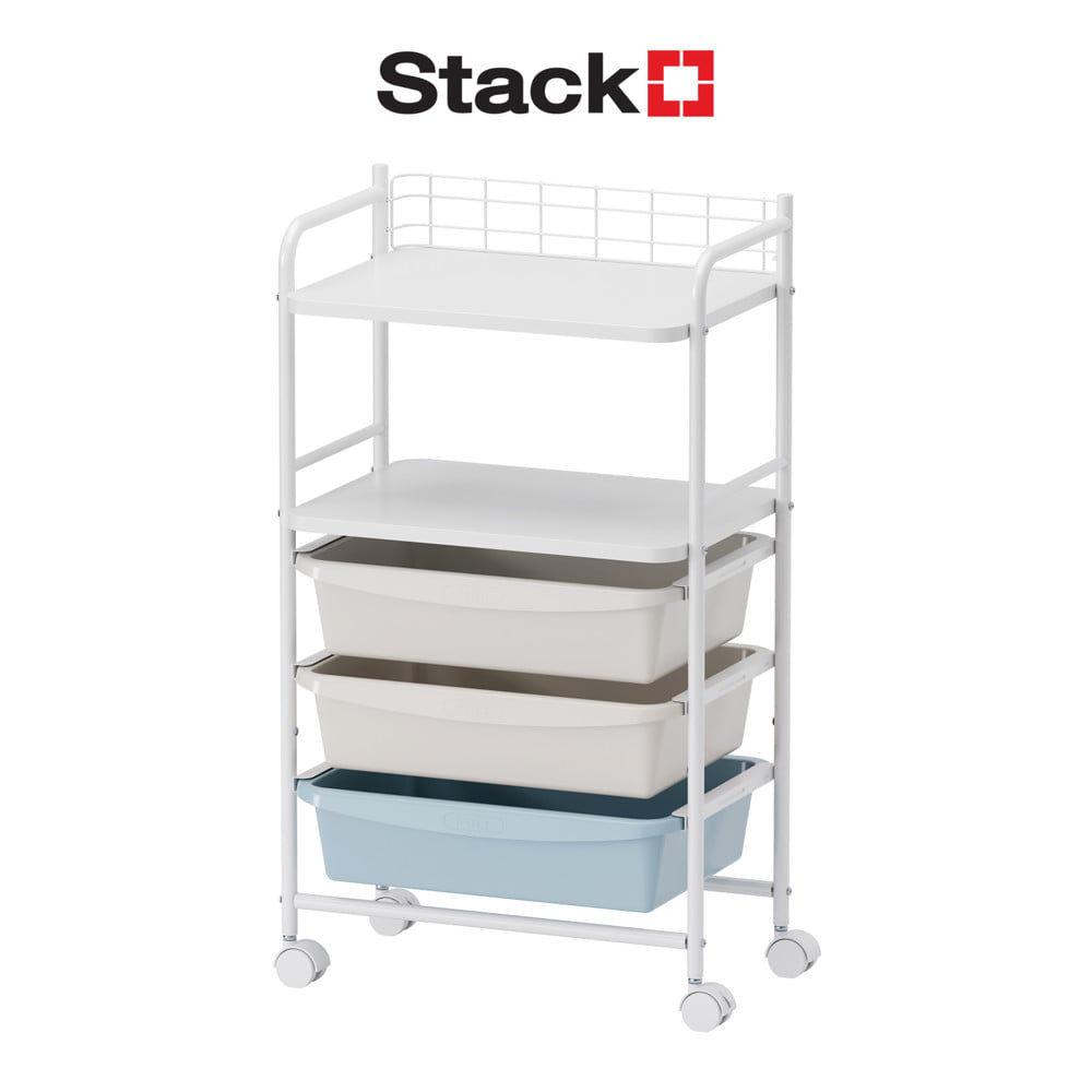 ชั้นวางของ 2 ชั้น 3 ลิ้นชัก STACKO LITTLE-P 45.2x31x78.4 ซม. สีขาว/ฟ้า