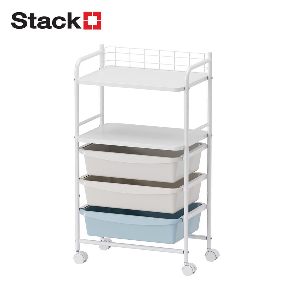 ชั้นวางของ 2 ชั้น 3 ลิ้นชัก STACKO LITTLE-P 45.2x31x78.4 ซม. สีขาว/ฟ้า