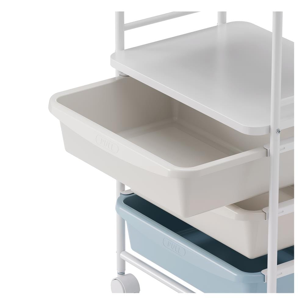 ชั้นวางของ 2 ชั้น 3 ลิ้นชัก STACKO LITTLE-P 45.2x31x78.4 ซม. สีขาว/ฟ้า