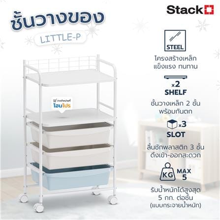 ชั้นวางของ 2 ชั้น 3 ลิ้นชัก STACKO LITTLE-P 45.2x31x78.4 ซม. สีขาว/ฟ้า_7