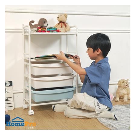 ชั้นวางของ 2 ชั้น 3 ลิ้นชัก STACKO LITTLE-P 45.2x31x78.4 ซม. สีขาว/ฟ้า_6