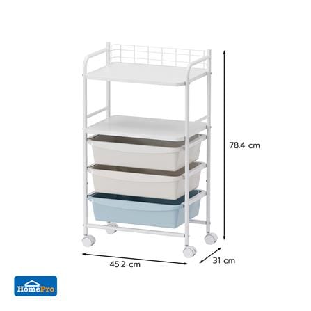 ชั้นวางของ 2 ชั้น 3 ลิ้นชัก STACKO LITTLE-P 45.2x31x78.4 ซม. สีขาว/ฟ้า_8