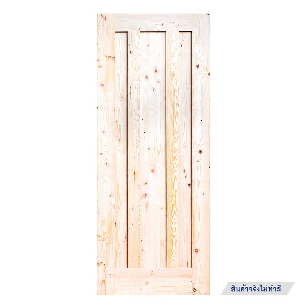 ประตูไม้เฮมล็อกเฟอร์ ไม่เจาะลูกบิด D2D ECO PINE-073 80x200 ซม. สีธรรมชาติ