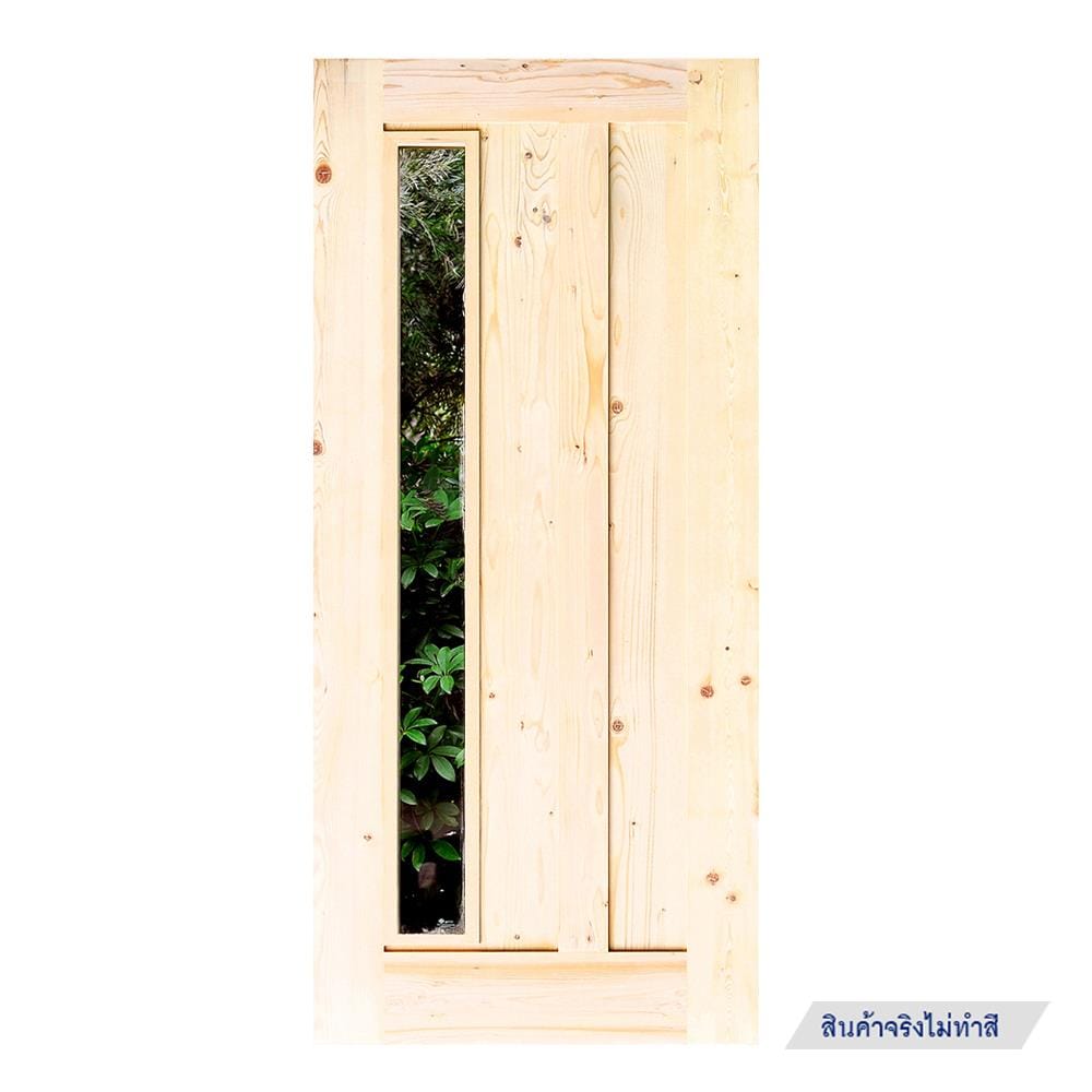 ประตูไม้เฮมล็อกเฟอร์ ไม่เจาะลูกบิด D2D ECO PINE-071 90x200 ซม. สีธรรมชาติ