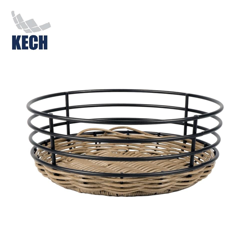 ตะกร้าหวายเทียมทรงกลมเตี้ย KECH HAZEL 22x22x8.3 ซม._1