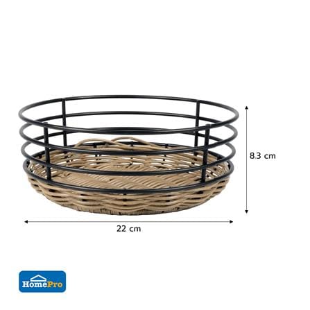 ตะกร้าหวายเทียมทรงกลมเตี้ย KECH HAZEL 22x22x8.3 ซม._5