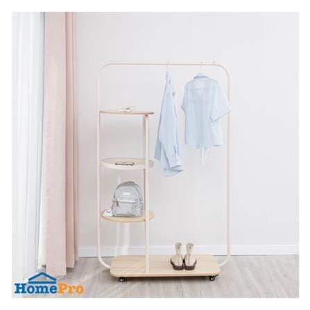 ราวแขวนผ้าพร้อมชั้นวางของ 3 ชั้น PLIM COMO 100 ซม. สีครีม_5