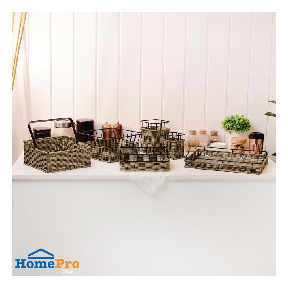 ตะกร้าหวายเทียมทรงสี่เหลี่ยมผืนผ้า KECH HAZEL 25.5x18.6x8.8 ซม.